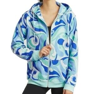Hill House The Allie Zip-Up in Ocean Kaleidoscope Size Small NWT